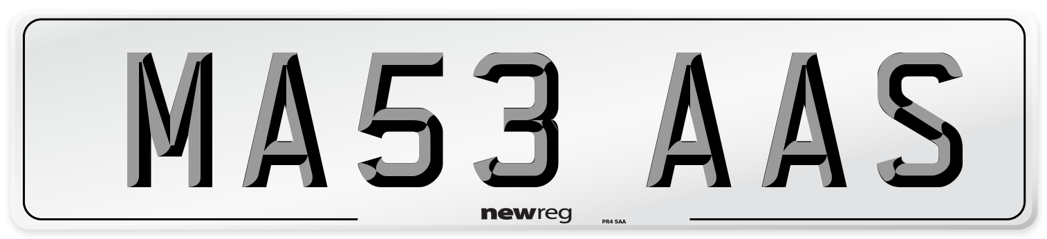 MA53 AAS Number Plate from New Reg